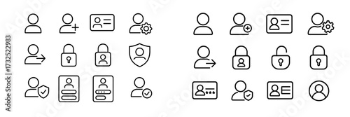 Icons representing user management features for online platforms and applications, showcasing security and accessibility options