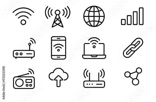 Wireless communication symbols representing modern connectivity and technology trends