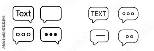 Different speech bubble designs showing typography variations in text and icons used for messaging applications