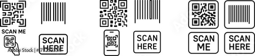 Different types of QR codes and barcodes for scanning in various applications