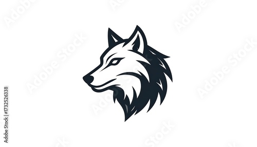 A stylized, monochrome wolf head silhouette facing left. Depicted with sharp lines and a focused gaze. The image contrasts the dark figure against a pure white background