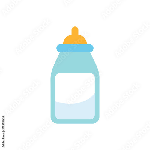 Cute baby bottle with milk and yellow nipple, perfect for infant care, newborn essentials, and feeding time visuals.