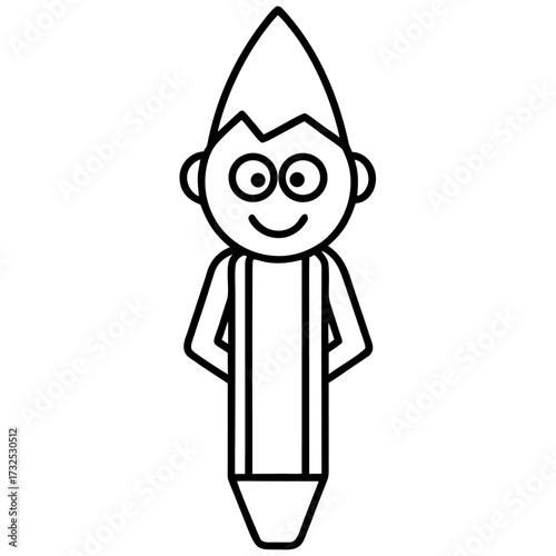 Cartoon pencil character illustration vector graphic with happy expression and unique design for education related concepts
