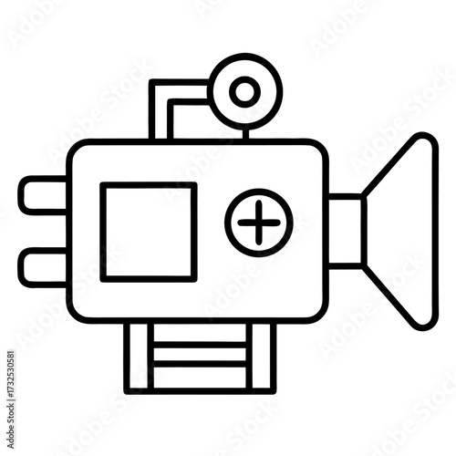 Vintage video camera icon outline style perfect for creative projects and filmmaking designs graphic resource