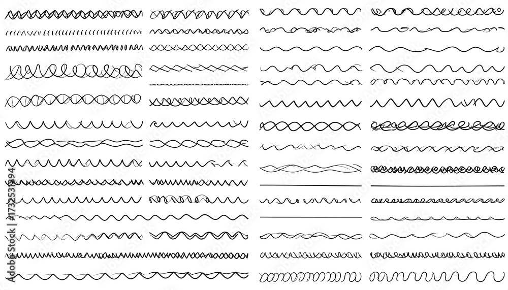 Collection of various wavy lines