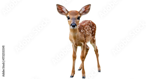 Tableau sur toile Adorable fawn isolated PNG on transparent background, young deer with spots for