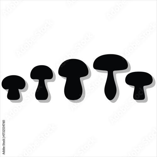 Mushroom silhouettes in a row, clean design