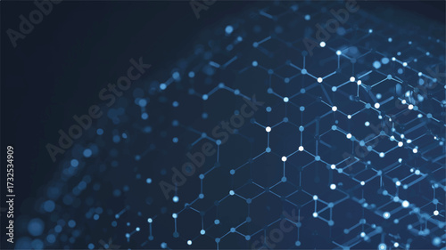 Abstract blue network of glowing nodes and lines technology connection