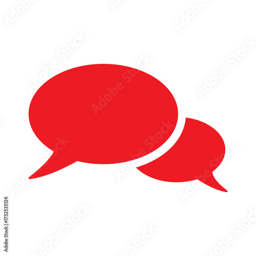 Red speech bubbles icon representing communication, conversation, discussion, dialogue, chatting, talking, sharing, and interaction. A visual concept for messaging and ideas