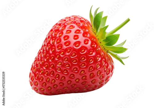 Foto Ripe red strawberry isolated on transparent background, fresh fruit close-up for