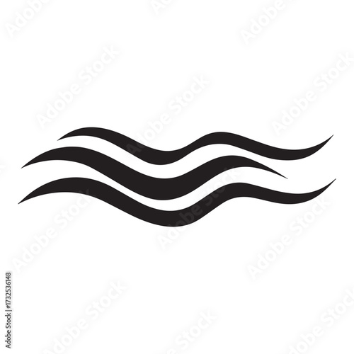 Abstract stylized wavy lines flowing smoothly representing water air movement natural energy concept clean design element for projects silhouette