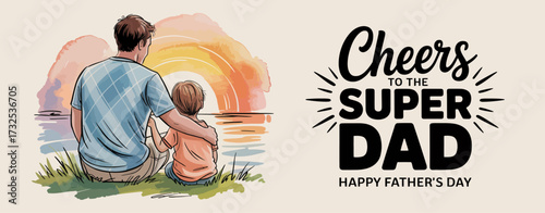 This touching artwork captures a father and child enjoying a moment of tranquility together, embodying the love, support, and guidance of parenthood on Father's Day.