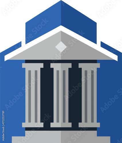 Classic courthouse vector illustration featuring columns and a stylized design, ideal for law and justice representation, on a transparent background