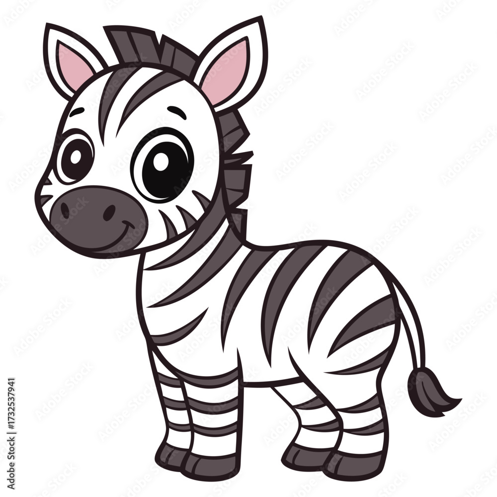 Fototapeta premium Cute cartoon zebra isolated on white background
