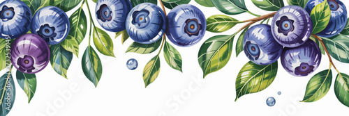 A captivating display of blueberries intertwined with rich green leaves, showcasing the natural harmony between fruits and foliage, emphasizing freshness and vitality.