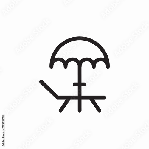 beach lounge umbrella icon sign vector