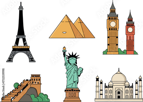 Iconic Landmarks: Eiffel Tower, Pyramids, Big Ben, Statue of Liberty