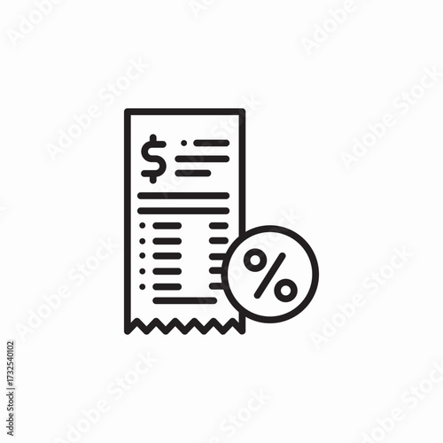 bill invoice discount percent icon sign vector