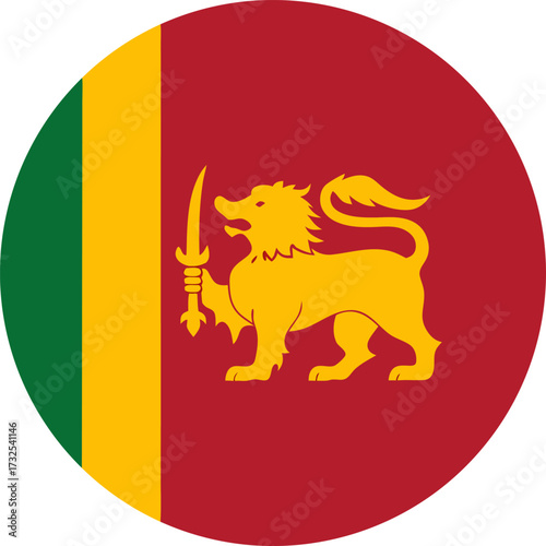  sri lanka round flag with lion sword and tricolor stripes