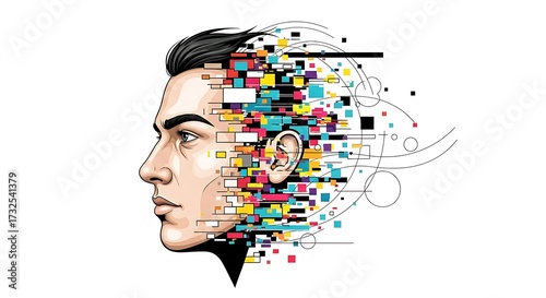 Dual Reality Mirror Concept – Vector Illustration