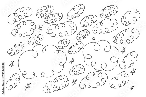 Clouds  Outline Vector Background Mid-Century Modern 