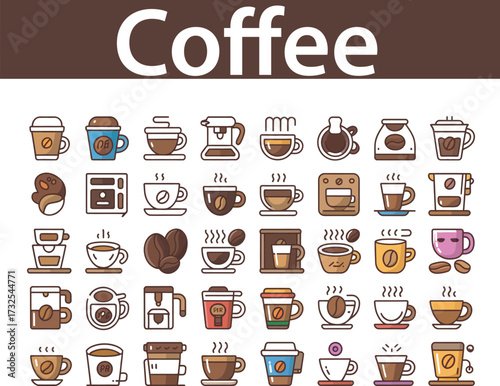 coffee icons set