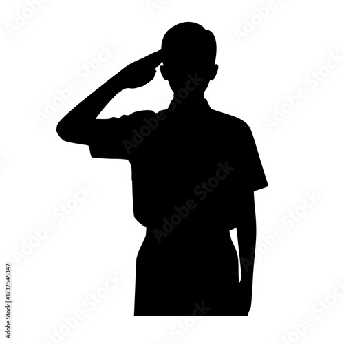 Silhouette of a Person Saluting with Respect and Honor
