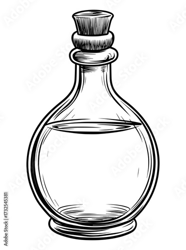 Magic Potion Vector Icon – Hand-Drawn Bottle SVG. Magical Drink and Flask Vector.