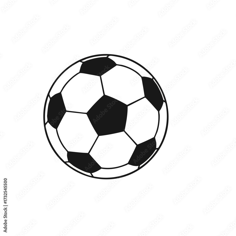 Fototapeta premium Stylized Soccer Ball Icon with Black and White Pentagonal Pattern
