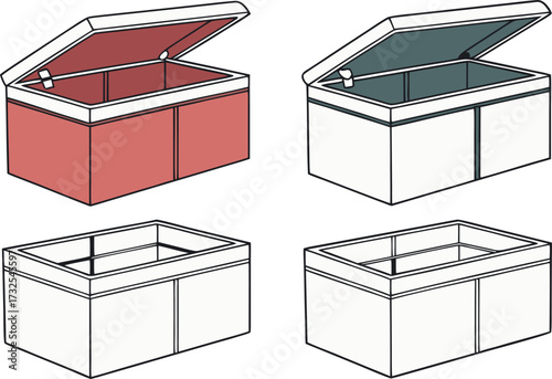 Vector Set of Chests: Open and Closed