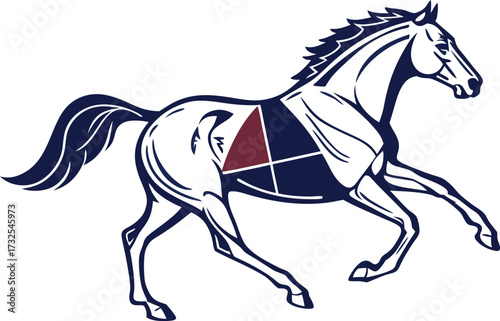 Dynamic Horse Silhouette with Geometric Accents