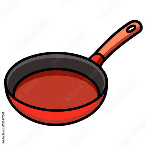 Vibrant red frying pan ready for delicious meals, a modern kitchen icon for home cooking enthusiasts and culinary arts projects, embodying warmth and creativity