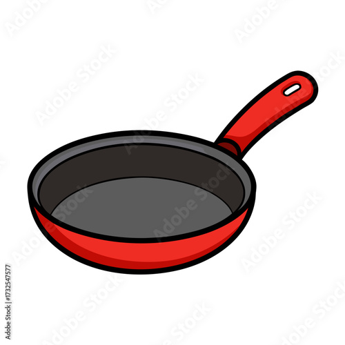 Vibrant red skillet illustration ready for cooking fun, a versatile graphic for culinary projects and kitchen designs, from restaurant menus to cheerful recipe blogs