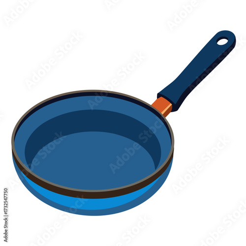 Modern blue frying pan illustration perfect for culinary blogs, recipe websites, and cooking tutorials, adding a touch of minimalist style to your kitchen designs