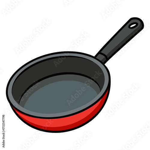 Elevate your culinary creations with this vibrant frying pan illustration, perfect for recipe blogs, cooking tutorials, and modern kitchen designs with a touch of fun and whimsy