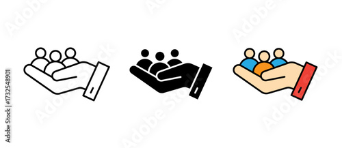 inclusion icon Employee’s Protection stroke, filled and colored icon vector illustration.