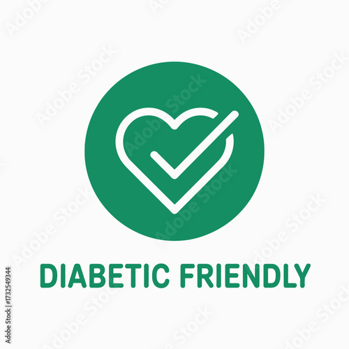 Incorporating a heart symbol with a check mark, this logo clearly shows diabetic-friendly messages, promoting health awareness and encouraging thoughtful lifestyle choices for all.