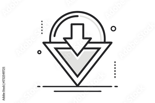 Download Arrow Icon Black Thin Line Art Style