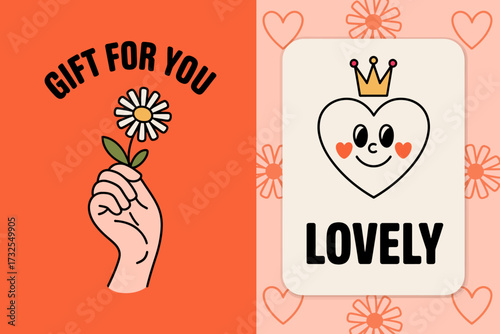 This image features a hand holding a flower with a heart outline, representing affection and gifting, ideal for expressing emotions in various contexts.