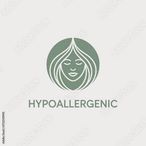 Featuring flowing hair and a serene expression, this logo embodies the essence of hypoallergenic beauty, appealing to consumers who prioritize safety and style.