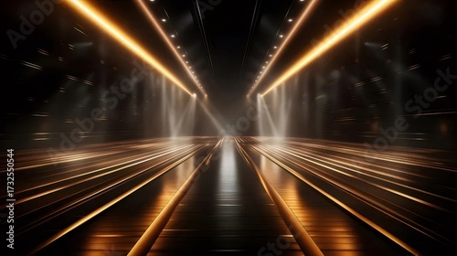 滑走路に沿った黒と琥珀色の照明