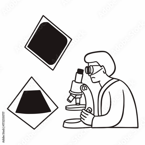 Scientist using microscope to examine samples in laboratory setting  