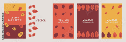 This collection showcases bright autumn backgrounds featuring unique leaf designs, perfect for seasonal marketing, invitations or decorative use.