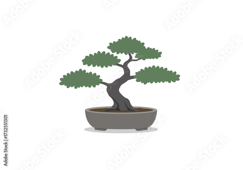 Tranquil Bonsai Tree in Grey Pot.