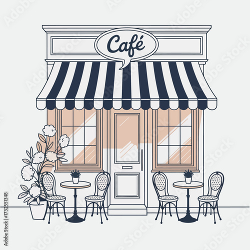 A quaint café with a welcoming facade and outdoor seating, inviting patrons to enjoy a relaxing atmosphere perfect for savoring coffee and engaging in lively conversations.
