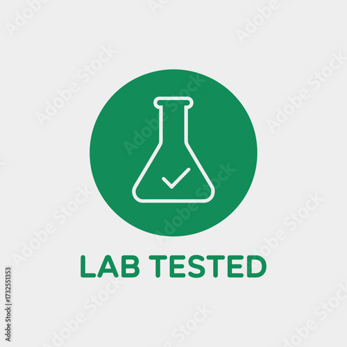 This design showcases a lab tested icon featuring a flask and a checkmark, perfect for enhancing branding and conveying trust in product quality and safety.