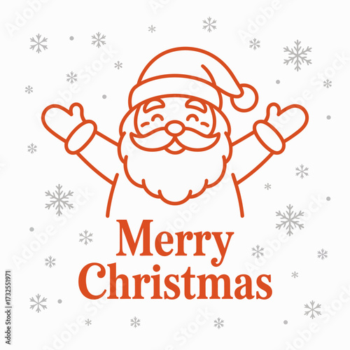 A cheerful Santa Claus in a red hat enjoys spreading festive cheer with open arms against a snowy background, embodying the spirit of Christmas and joy for the season.