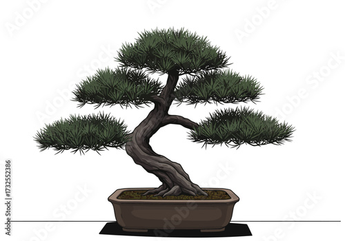 Majestic Bonsai Tree in Brown Pot.