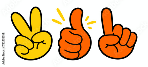 An engaging illustration featuring vibrant hand gestures that symbolize positivity and connection, brilliantly showcasing bright colors and a sense of creativity.