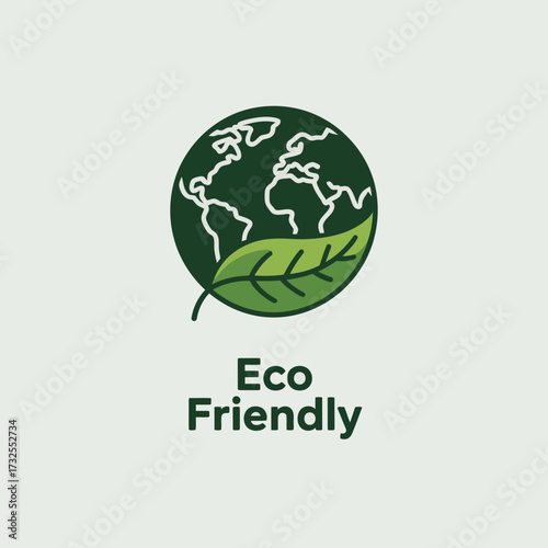 A sleek eco-friendly design featuring a globe intertwined with a leaf, symbolizing the harmony between nature and modernity for a sustainable future.